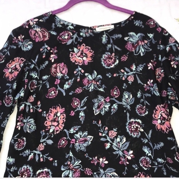 BEACHLUNCHLOUNGE Floral Peplum Bell Sleeve Blouse Dark Floral Fall Top - Picture 4 of 9